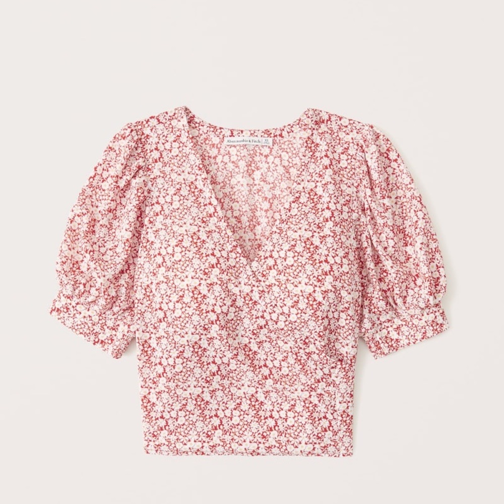 Abercrombie puff sleeve wrap blouse